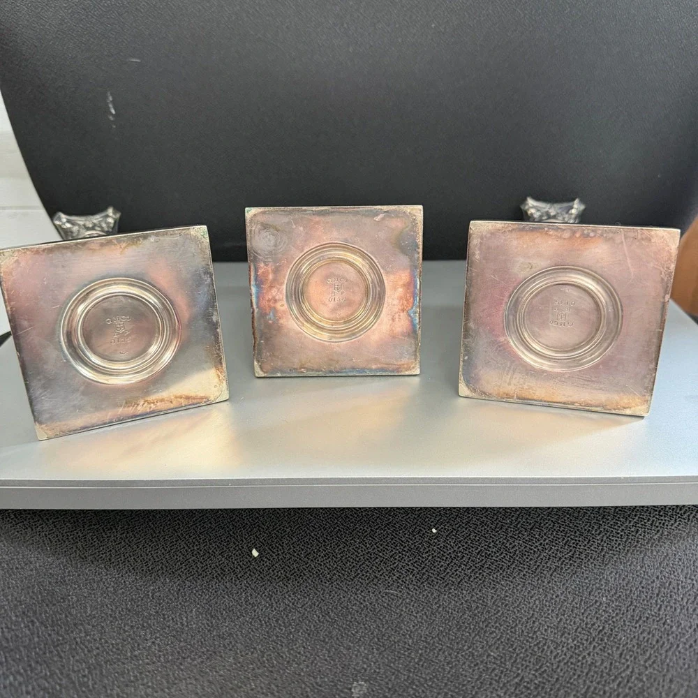 Gorham Silver Plate Corinthian Column Candlesticks Set of 3 Vintage 0138 Patina